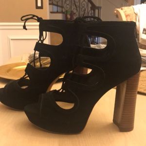 Peep Toe Lace Front Booties